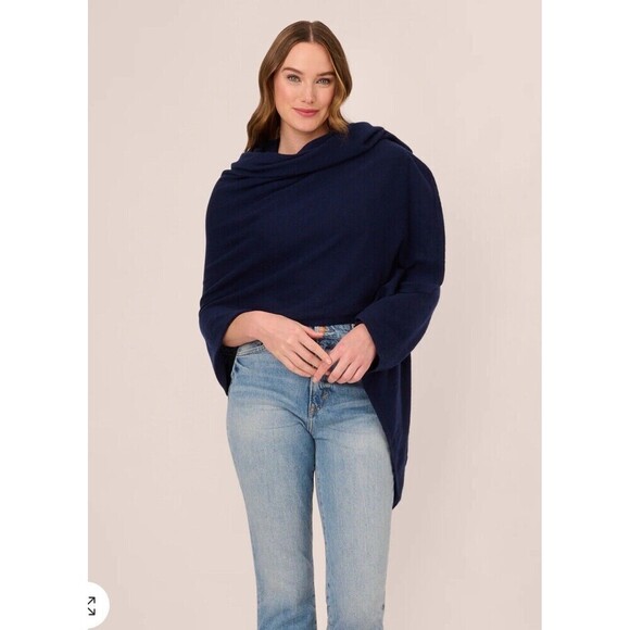 Adrianna Papell Women’s Shug Wrap With Tunnel Sleeves Navy XL/XXL NWT - Picture 3 of 10